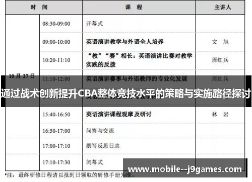 通过战术创新提升CBA整体竞技水平的策略与实施路径探讨